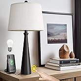 Oneach 25.75" Table Lamps for Living Room, Bedside Lamp 3-Way Dimmable Touch Control, Modern Black Nightstand Lamp with Fabri