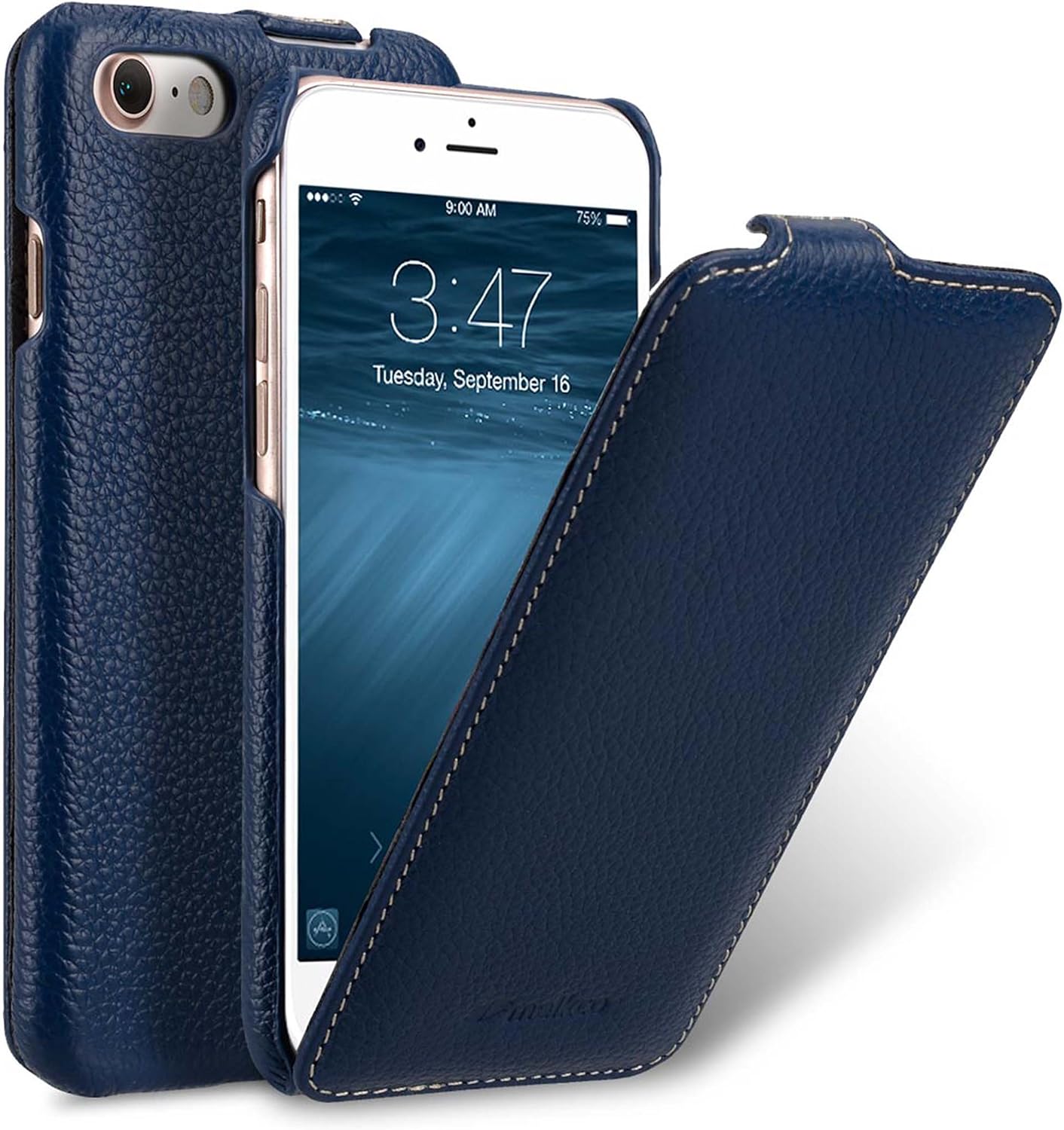 MELCKO Case Suitable for Apple iPhone SE 2022 5G, iPhone SE 2020, iPhone 8, iPhone 7, 4.7 Inch, Case with Coated Leather