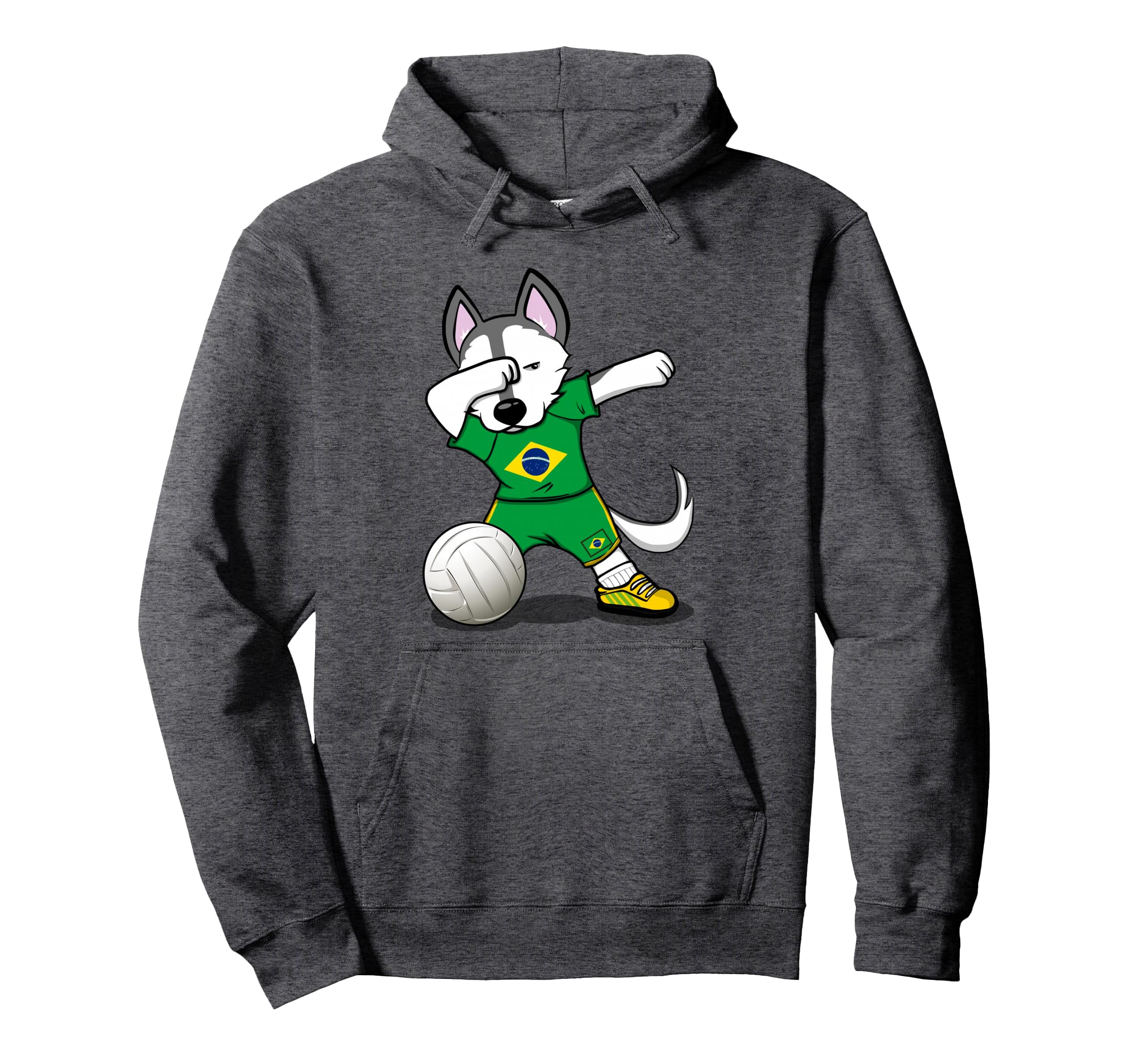 Dabbing Husky Brazil Volleyball Fans Jersey Brazilian Flag Pullover Hoodie