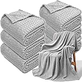 NovaSunrise 6 Pack Fuzzy Throw Blanket, 50 * 60 Inch 3D Ribbed Jacquard Fleece Blanket, Flanne Ripple Pattern Throw Blankets for Wedding, Soft Room, Gift(Gray)