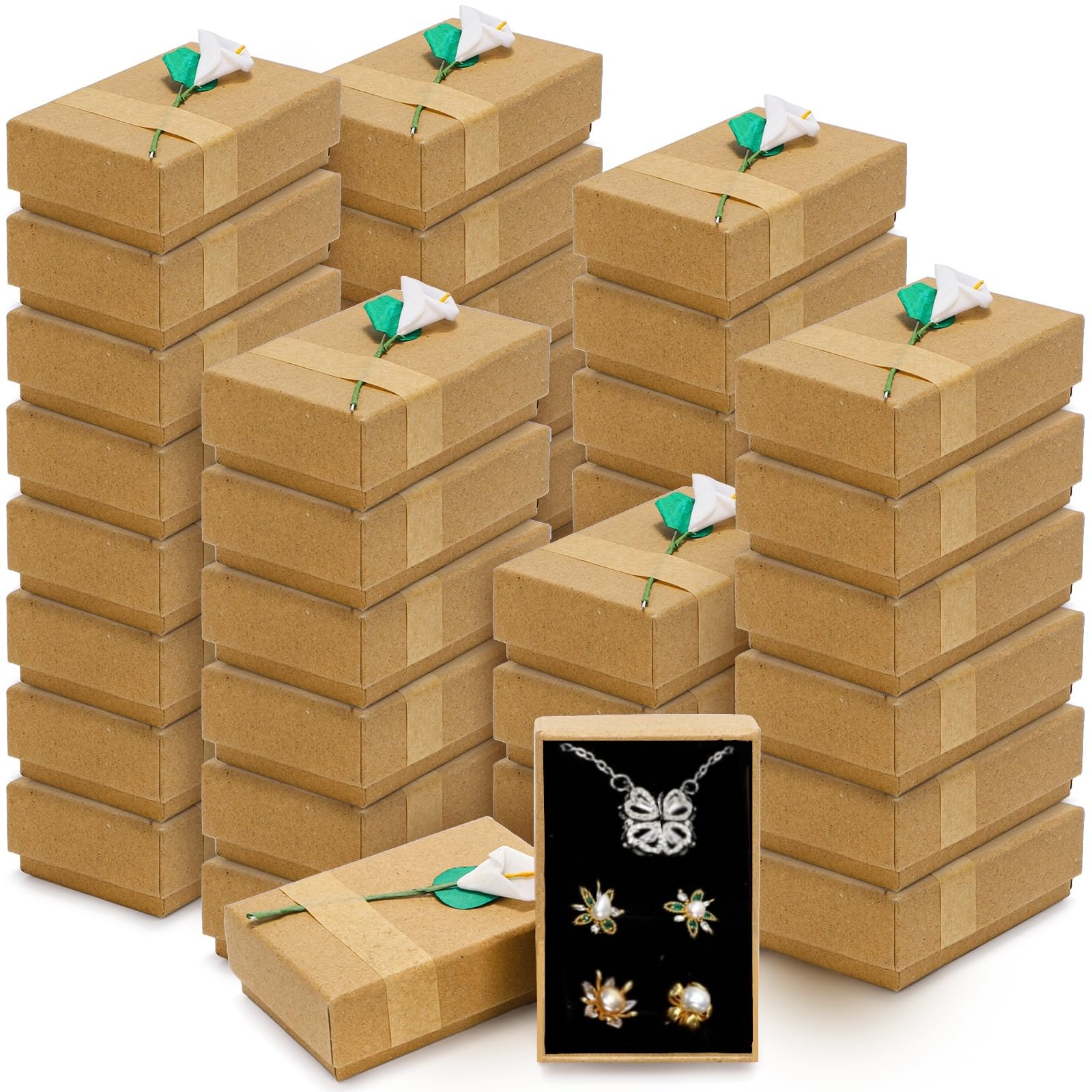 Photo 1 of ZAVOOS 40 Pieces Jewelry Gift Boxes, 3.3''L x 2''W x 1''H Small Gift Packaging Box with Lid, Flower Cardboard Paper Jewelry Storage Boxes Bulk for Women Necklaces Bracelets Earrings