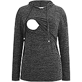 Smallshow Women's Nursing Tops Sweatshirt Long Sleeve Breastfeeding Shirt Hoodie