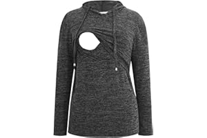 Smallshow Women's Nursing Tops Sweatshirt Long Sleeve Breastfeeding Shirt Hoodie