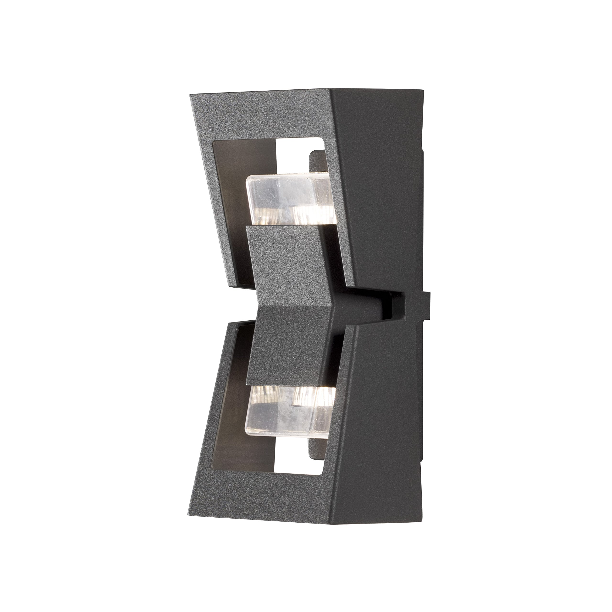 Konstsmide Outdoor Wall Lights/Potenza Easy Fit Single Up Down Outdoor Wall Lantern/2 x 6 W Max GU10 (Not Included) Wall Lamp/Clear Acrylic Glass/Aluminium/IP54/Outside Light Matt Anthracite