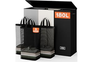 SOLEDI Laundry Hamper 3 section with lid and 3 Pcs Laundry Bag, Large Hamper 3 compartment 180L, Laundry Basket Laundry sorter Clothes hamper for Laundryroom Bedroom Blanket Storage Organizer