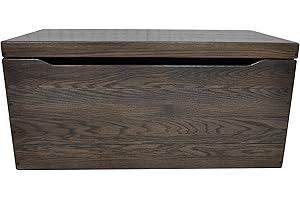 Hope Woodworking 36" Wooden Storage Chest - Handmade Amish Hope Chest - Storage Trunk with Anti-Slam Hinges - Solid Wooden Chest with Handles (Oak Wood, Antique Slate Stain, 36")