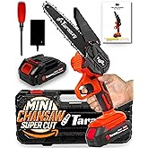 Taranzy Mini Chainsaw 6 Inch Cordless - Upgraded Powerful Small Chainsaw Battery Powered - Light Weight Electric Chain Saw Co