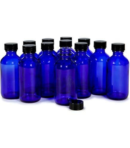 12 Kobaltblaue Glasflaschen Mit Deckel – Je 473 Ml, UV-Schutz, Für Öle & Flüssigkeiten
