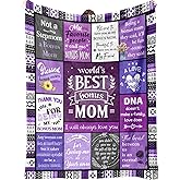 Flpoxzd Gifts for Bonus Mom from Daughter, Bonus Mom Gifts on Birthday Mothers Day, Stepmom Present, Mom in Law Present Purple Flannel Throw Blanket 50" X 60"