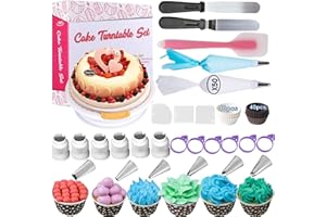 Cake Decorating Kits Supplies 156-in-1 Baking Accessories with Cake Turntable Stand, Icing Spatula Smoother, Icing Decorating