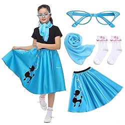 Rabtero Kids Sock Hop Costume, Girls 1950s Dress