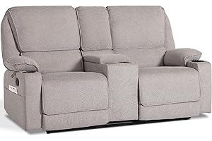 LOUVIXA 67.9" RV Loveseat Double Recliner Sofa, Wall Hugger Manual Reclining, Theater Seating, Home and RV Furniture, Light Gray