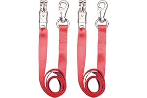 Loaged Adjustable Nylon Cross Tie （2 Pack）- with Panic Snap and Bull Snap - Adjusts from 44.5" to 78.3" (Red)
