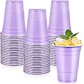LANLISA 50 Lavender Plastic Cups, 16 oz Disposable Cups, Drinking Cups For Birthday Party, Baby Shower, Easter, Mothers Day