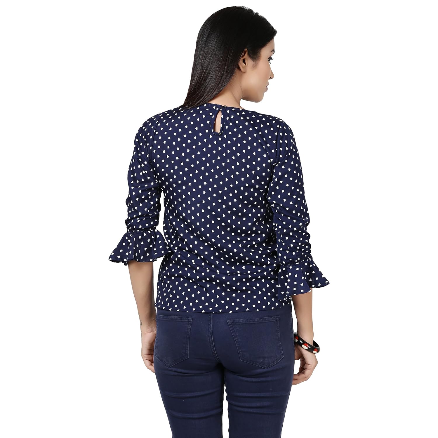 tulip casual bell sleeve printed women's top navy and cream pack of 2
