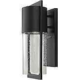Hinkley Shelter Small Outdoor Wall Mount Lantern, Minimalist Style, Dark Sky-Compliant, Solid Aluminum/Clear Seedy Glass, Bla