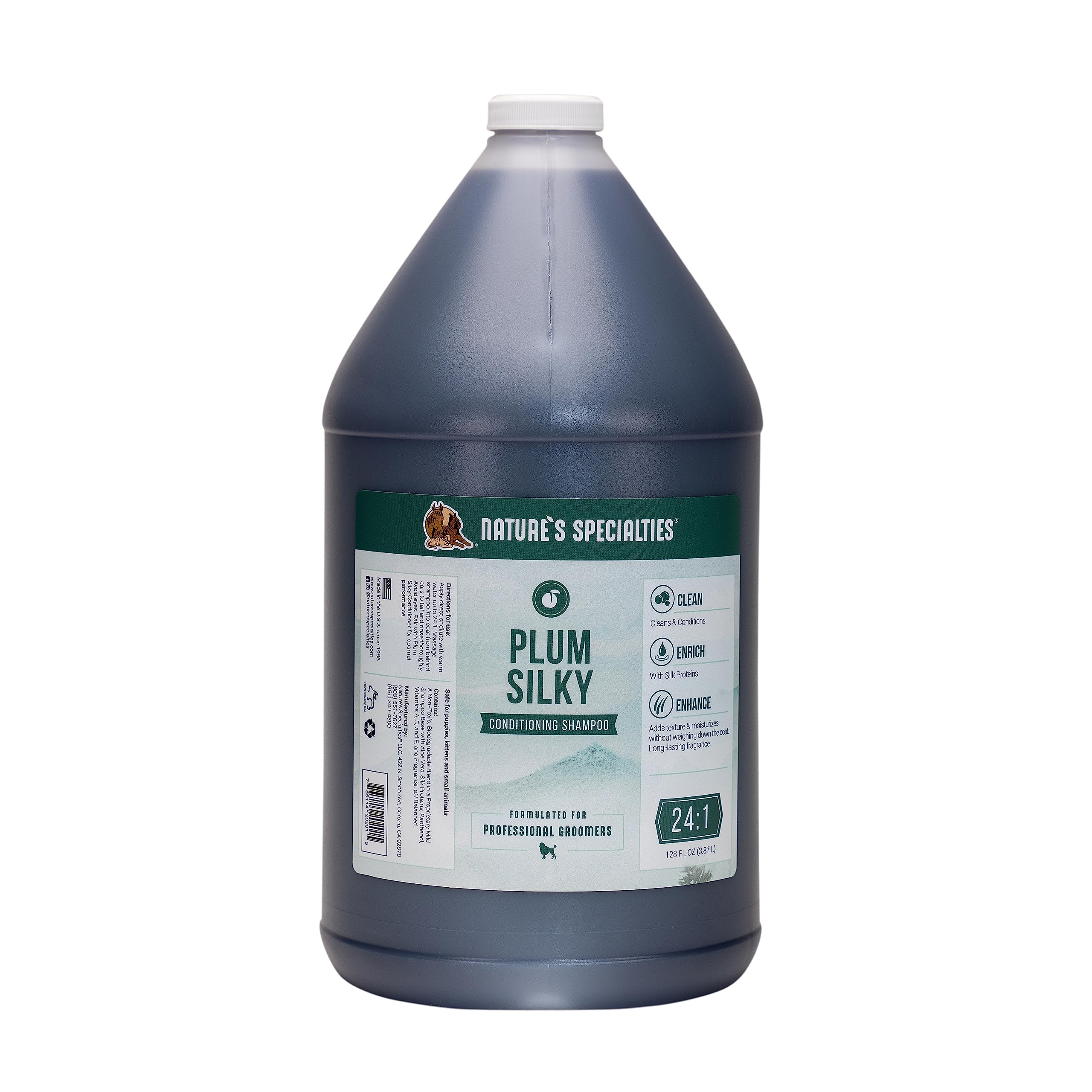 Nature's Specialties Plum Silky Dog Shampoo - Conditioning Shampoo for Dogs - Texturising Shampoo with Silk Proteins, Conditioners & Deodorisers - Cleans, Moisturises & Conditions Coat, 3.8 Litre