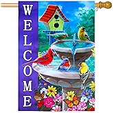 Welcome spring summer bird flags for outside 28x40 double sided, summer house flags, Large Flags Outdoor flags for outside decoration