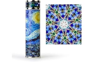 MORLENSCOPE The Starry Night Rotatable Kaleidoscope,5.5" Handmade Full Visual Kaleidoscope For Adults,Natural Crystal Gems Stone Oil-Filled Core Box,Vintage Gift Box,Christmas Thanks Giving New Year Present Gift