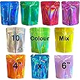 YINGZON 100 Pack Premium Smell Proof Mylar Bags, 10 Colors Mixed Resealable Food Storage Bags with Double-sided Holographic printing, 4" x 6" Aluminum Foil Stand-up Packaging Bags. (Mix)