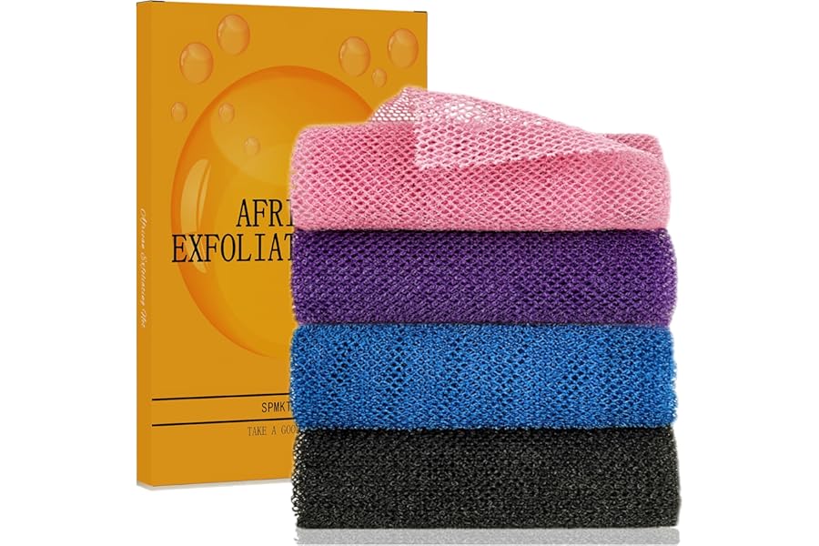 African Exfoliating Net, 4 Pieces African Net Sponge, Nylon African Bath Sponge Net, African Net Long Net Bath Sponge Shower Body Scrubber