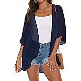 Womens Kimono Cardigans Beach Cover ups Swimwear Puff Sleeve Loose Casual Summer Tops