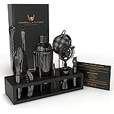 Highball & Chaser 13-Piece Cobbler Cocktail Shaker Set: Black Polished Stainless Steel Bartender Kit for Home Bar Set | Laser Engraved Tools Plus E-Book with 30 Recipes