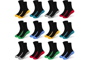 ZERULETS 12 Pairs Kids Socks Boys Crew Cotton Athletic Mid Calf Soft School Sports Socks for Toddler Children 1-14 Years