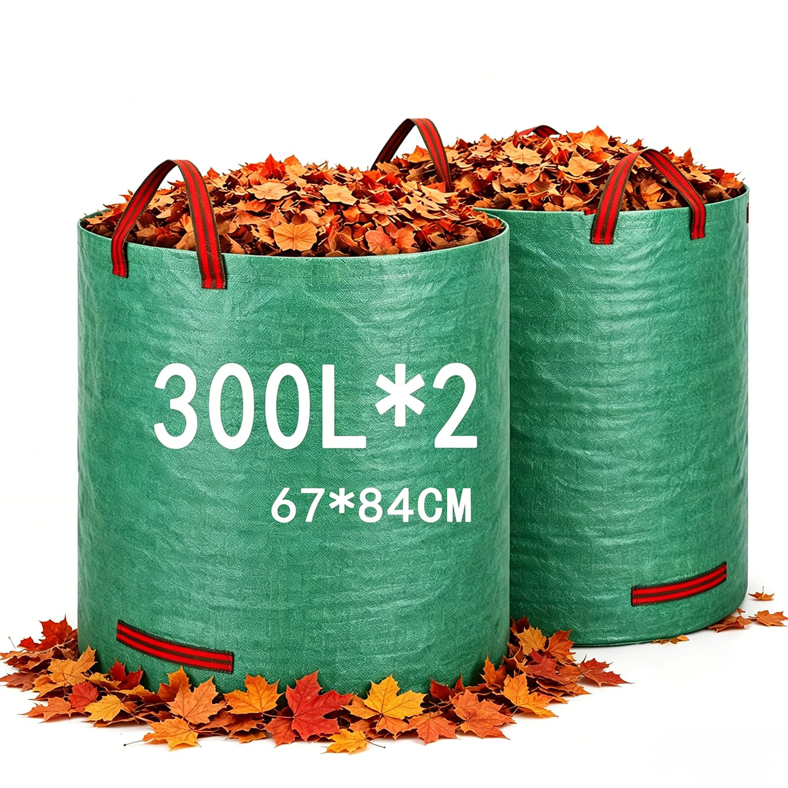 GJWLaie Garden Waste Bags 300L*2 Heavy Duty Garden Bags Reusable Garden Sacks with Handles Collecting Garden Waste Plant waste grass and Leaves Foldable Camping Recycling Bags