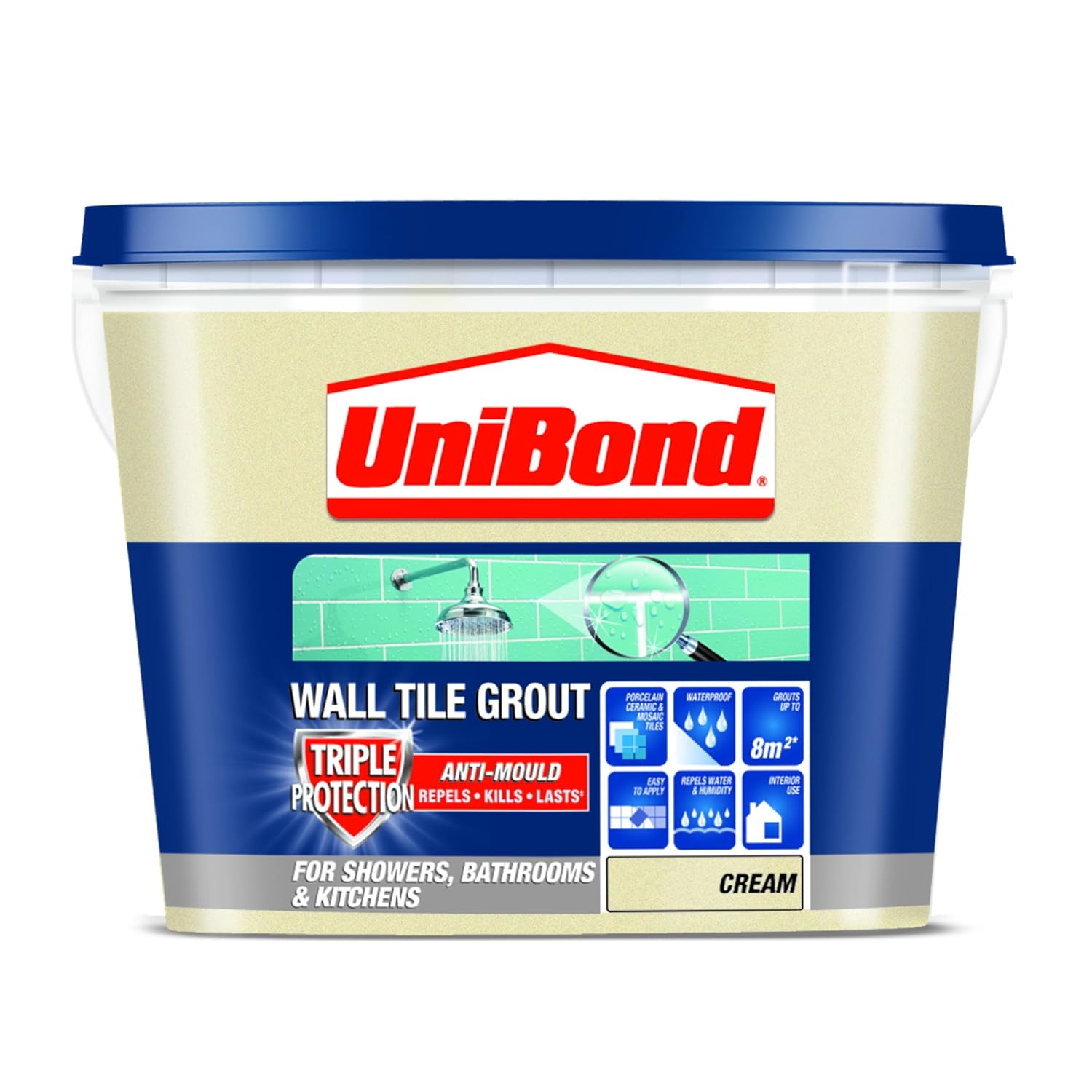 UniBond 1617927 Triple Protect AntiMould Wall Tile Grout Cream NEW