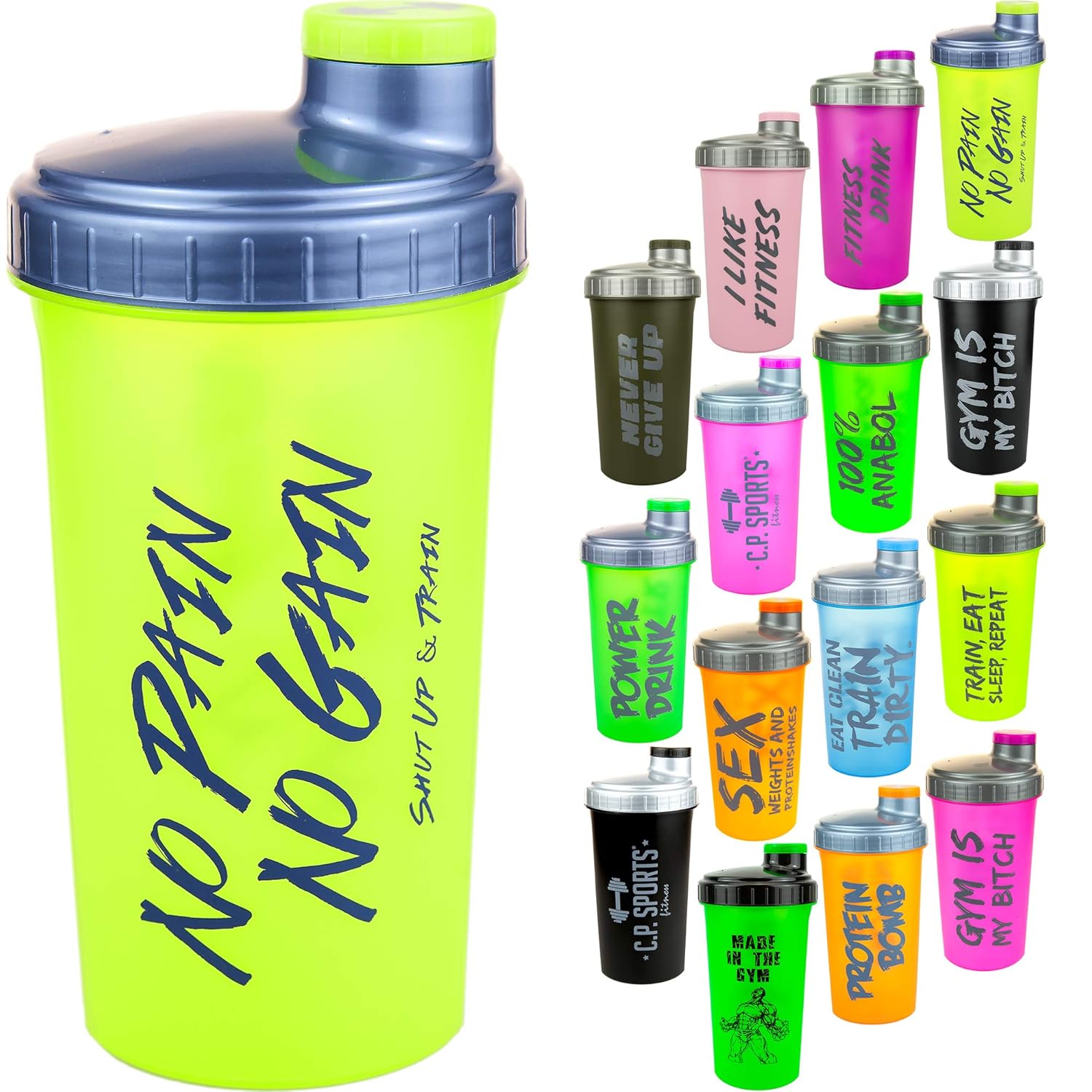 C.P. Sports Eiweiß Shaker mit herausnehmbaren Sieb & Schraubverschluß