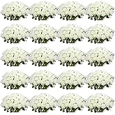 Tigeen 150 Pcs Artificial Silk Roses Flowers Bulk for Weddings, Valentine's Day & Home Decor - Realistic Long Stem Flowers(White)