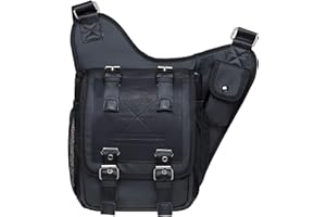 KAUKKO Mens Vintage Canvas Shoulder Messenger Bag Chest Leather Patchwork Messenger Bag