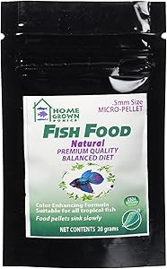 HOME GROWN PONICS Fish Food # 96050 Natural .5mm -20 Gram Bag