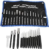 16 Piece Punch and Chisel Set with Storage Pouch, Mechanics Punches and Chisel Set Pin Centre Taper Cold Gauge, Chisel Punch 