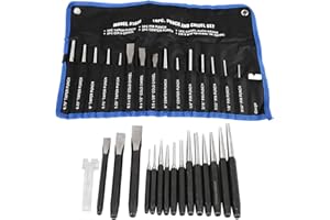 16 Piece Punch and Chisel Set with Storage Pouch, Mechanics Punches and Chisel Set Pin Centre Taper Cold Gauge, Chisel Punch 