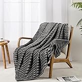 BOURINA Flannel Fleece Throw Blanket Lightweight Cozy Plush Microfiber Fleece Throw,Grey 50x60 inches