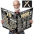 Turypaty Large 75th Birthday Gift Card With Envelope for Men Women, 1950 Black Gold Happy 75th Birthday Giant Guest Signature Book Gifts, Big Vintage 75th Greeting Card Decoration Party Supplies