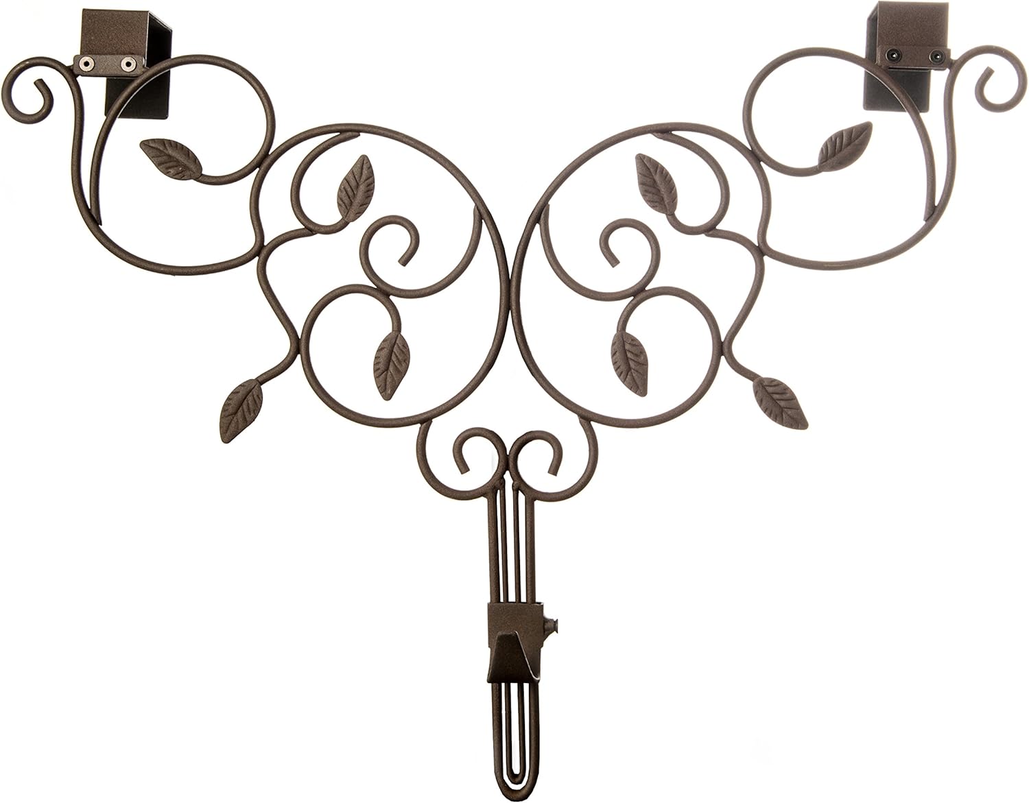 Wreath Hangers - [Front Door WREATH HANGER] - Ivy Design | ADJUSTABLE Hook Length for Tall and Small Doors | PADDING to Prevent Damage like Scratch and Dents | Heavy Duty Cast Iron Metal Hangar - (Brown)