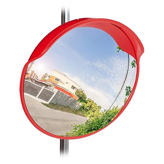 Relaxdays Traffic Safety Mirror, 60 cm, Weatherproof, Unbreakable with