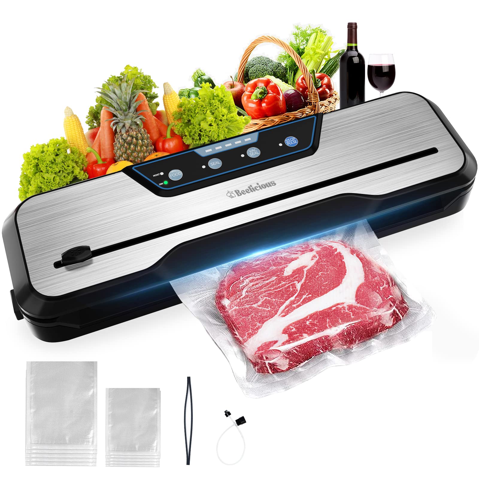 Photo 1 of Automatic Food Vacuum Sealer Machine, Beelicious 8-In-1 Food Vacuum Saver with Starter Kits, Pulse Function, Moist & Dry Mode and External VAC for Jars and Containers