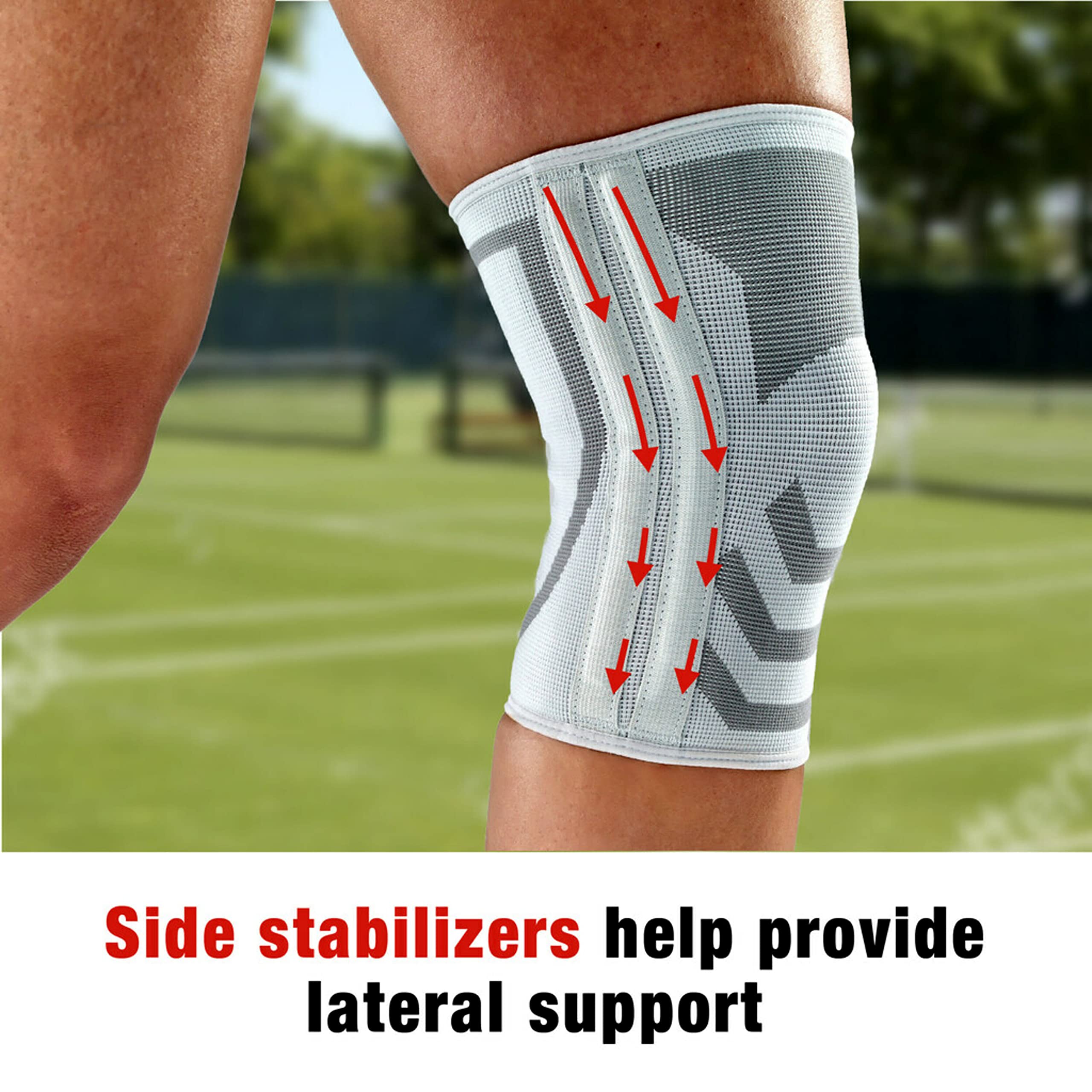 ACE Compression Knee Brace w/Side Stabilizers, Support Injured Knee With Mild Compression. Breathable Properties Let Sweat Escape, Medium