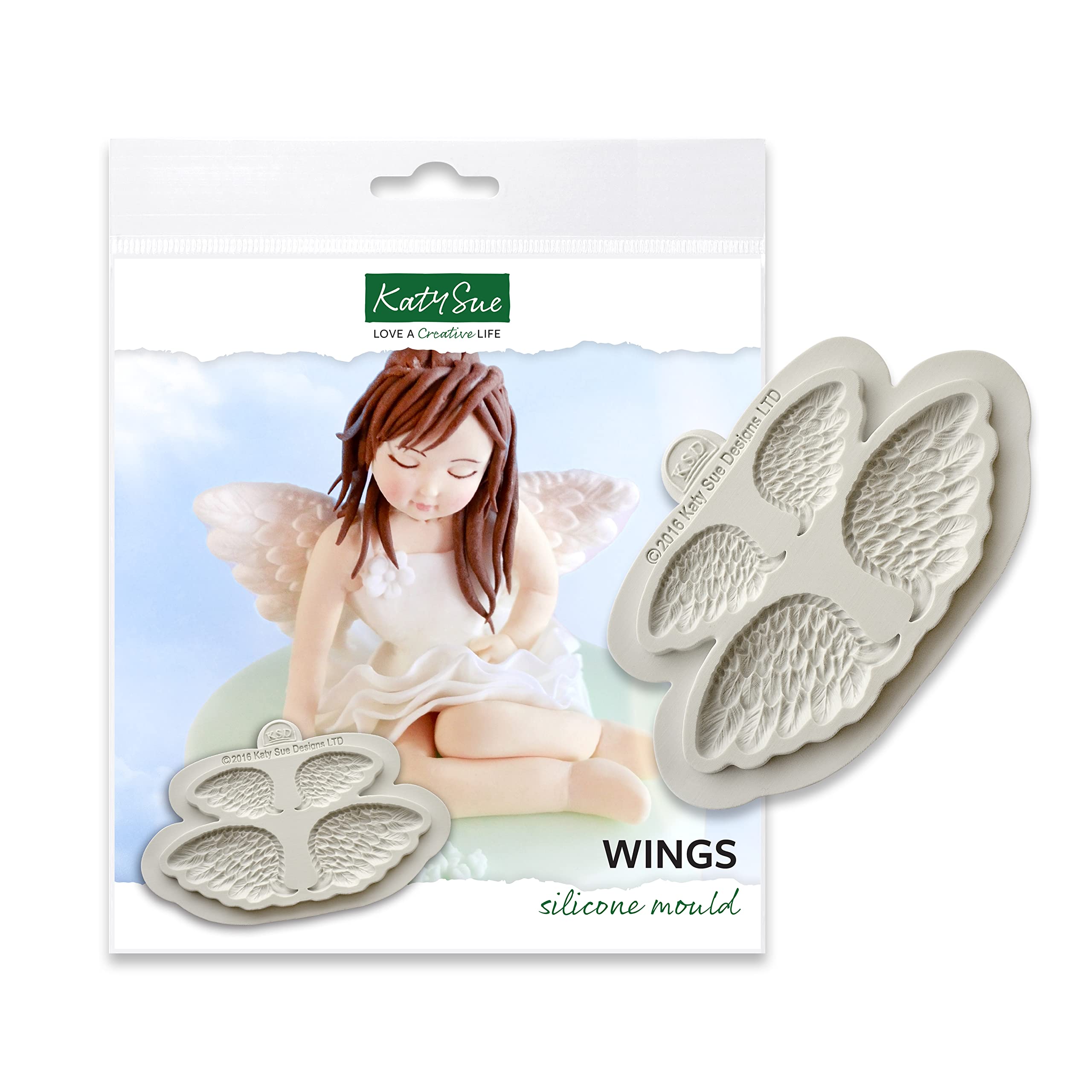Katy Sue 'Wings' Silicone Mould for Cake Decorating & Crafts - Makes 2 Pairs of Symmetrical & Feathered Wings.