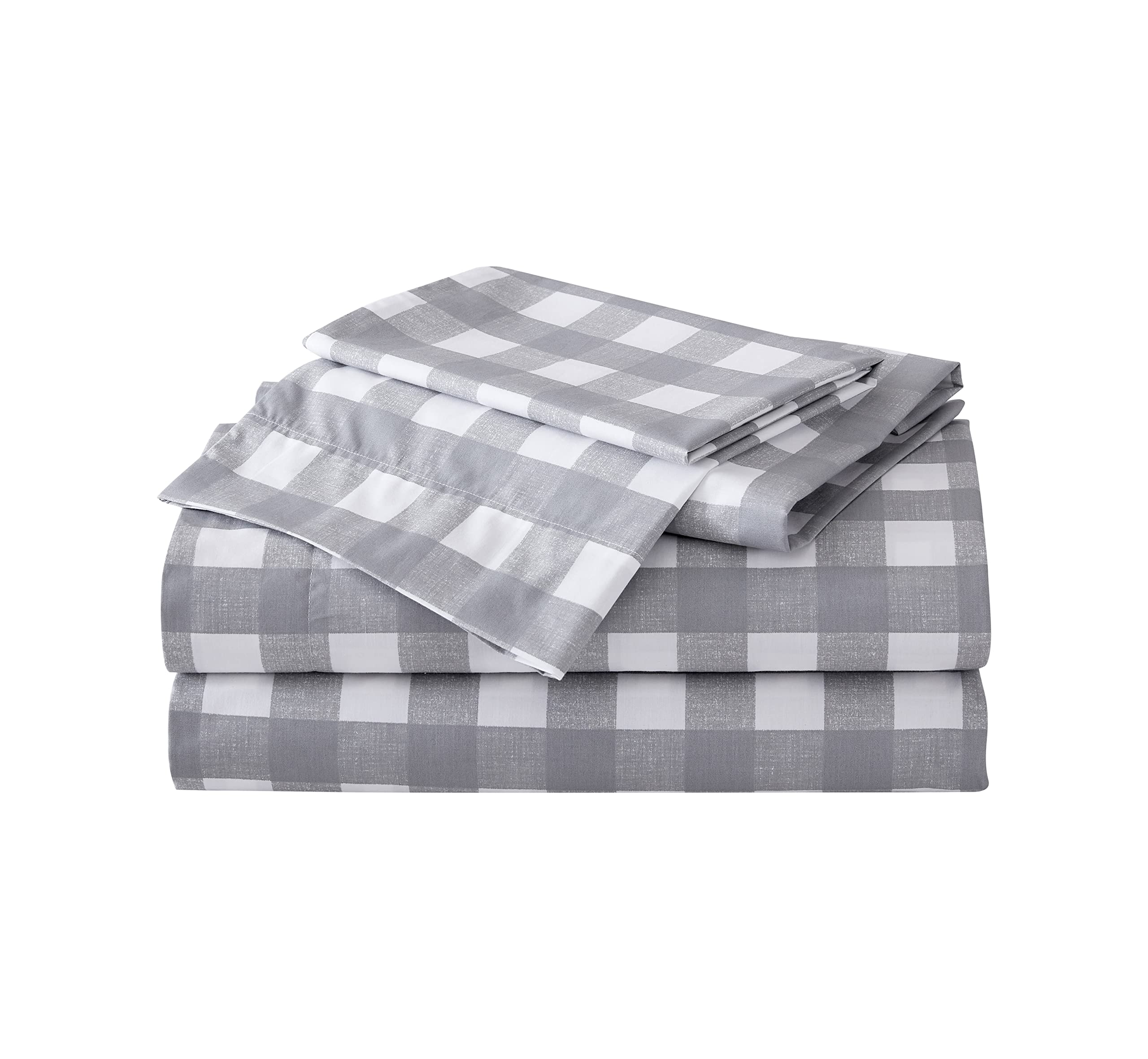 Eddie Bauer Sheets Cotton Percale Bedding Set, Crisp & Cool, Stylish Home Decor, Twin, Lakehouse Plaid Grey/White — image 1