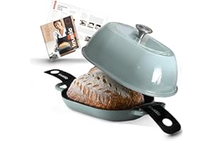 Krustic Enameled Cast Iron Dutch Oven for Professional Sourdough Bread Baking | 5.5 Quart Loaf Size Oval Cookware Pot with Li