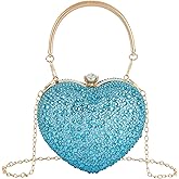 Reberomantique Women Heart Shape Evening Bag Bling Rhinestone Wedding Party Purse Cocktail Prom Crossbody Shoulder Handbag