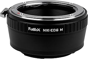 Fotodiox Lens Mount Adapter for Nikon F Lens to Canon EOS M Mirrorless Cameras, Black (NikonF-CanonEOSM)