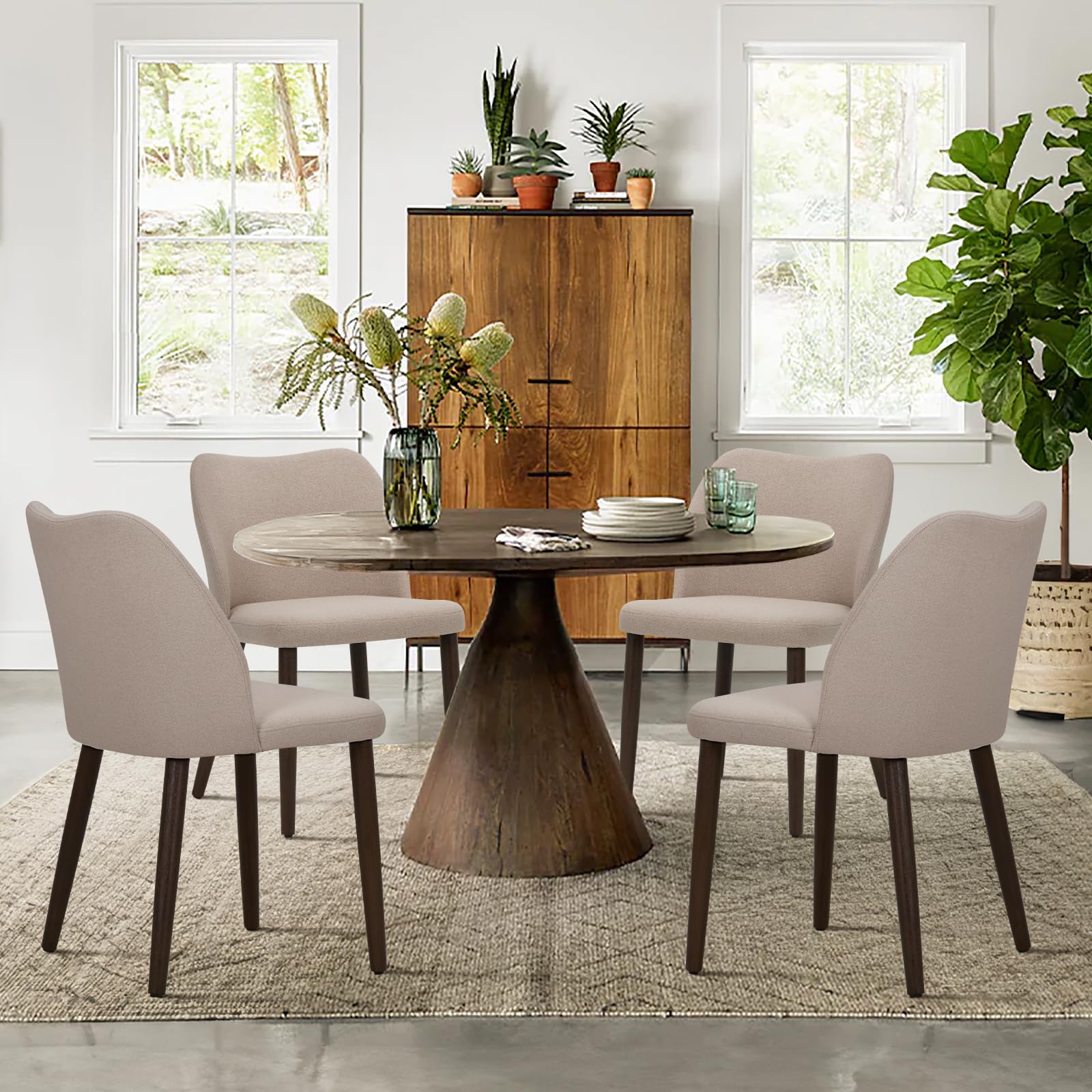 Photo 1 of *PARTIAL SET - ONLY 2 Chairs*
COLAMY Upholstered Dining Chairs Set of 4, Fabric Dining Room Kitchen Chairs with Padded Seat and Wood Legs for Restaurant/Cafe, Camel