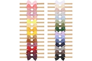 doboi 30PCS Baby Girls Headbands Hair Bows Nylon Grosgrain Ribbon Hairbands Solid Color Handmade Hair Accessories for Newborn Infant Toddlers Little Girl and Kids