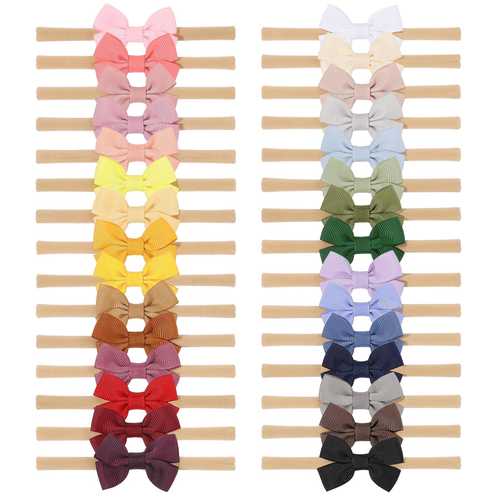 Photo 1 of doboi 30PCS Baby Girls Headbands Hair Bows Nylon Grosgrain Ribbon Hairbands Solid Color Handmade Hair Accessories for Newborn Infant Toddlers Little Girl and Kids